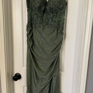 May Queen Strapless Green Gown with Beaded Details